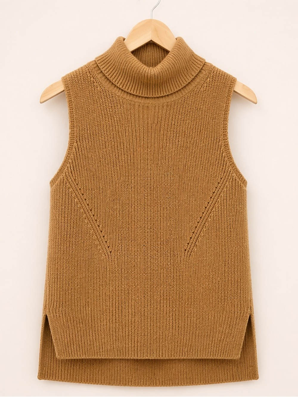 French Connection Camel Sleeveless Turtleneck Sweater Vest (212)